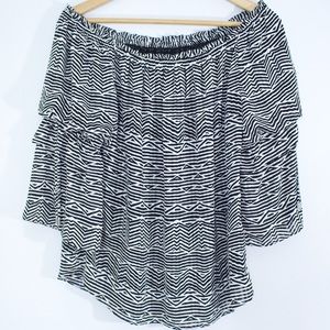 WHBM | Off Shoulder Blouse | Black and White